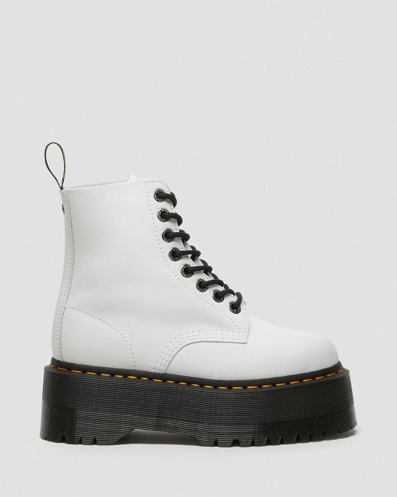 Botas Plataforma Dr Martens 1460 Pascal Max Cuero Mujer Blancos | MX 549PJJ